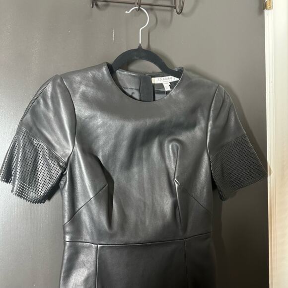 NEW LK Bennett Women's Zena Black 100% Leather Dress Size 4 Fall Classic LBD - Picture 2 of 8